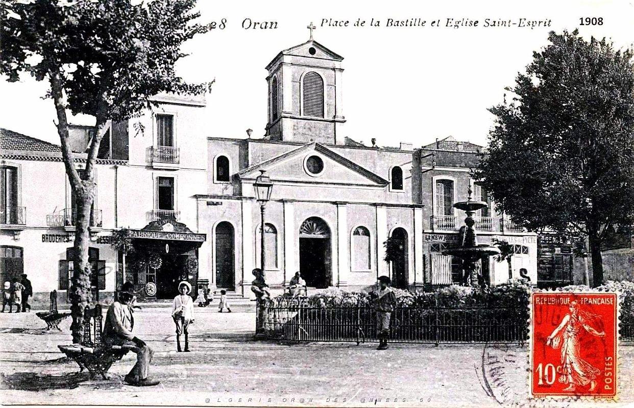1572- Oran - Place de la Bastille - L'Eglise Saint-Esprit -1908.jpg